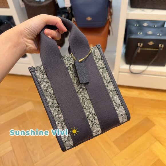 NWT Coach Smith Mini Tote Bag Signature Jacquard CCL75 Gold/Navy/Midnight Navy